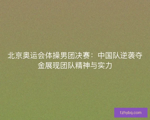 北京奥运会体操男团决赛：中国队逆袭夺金展现团队精神与实力