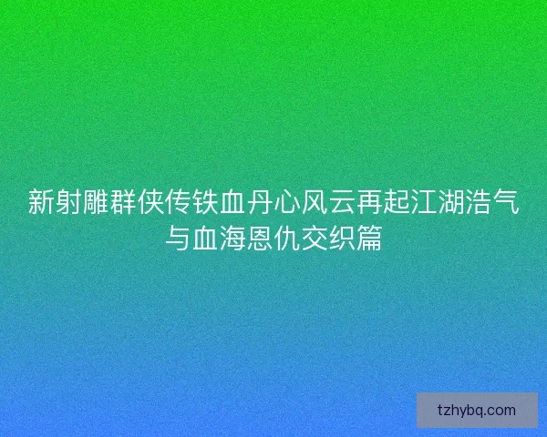 新射雕群侠传铁血丹心风云再起江湖浩气与血海恩仇交织篇 新射雕群侠传铁血丹心风云再起江湖浩气与血海恩仇交织篇