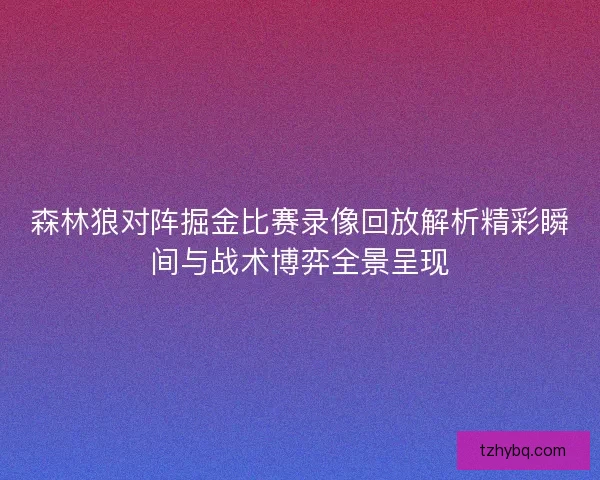 森林狼对阵掘金比赛录像回放解析精彩瞬间与战术博弈全景呈现