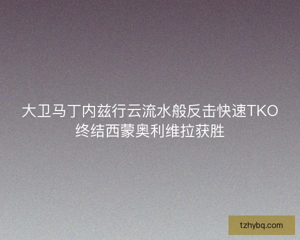 大卫马丁内兹行云流水般反击快速TKO终结西蒙奥利维拉获胜