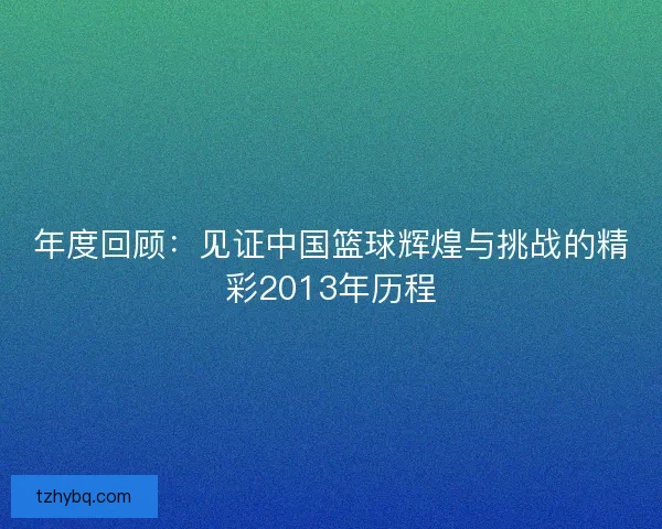 年度回顾：见证中国篮球辉煌与挑战的精彩2013年历程